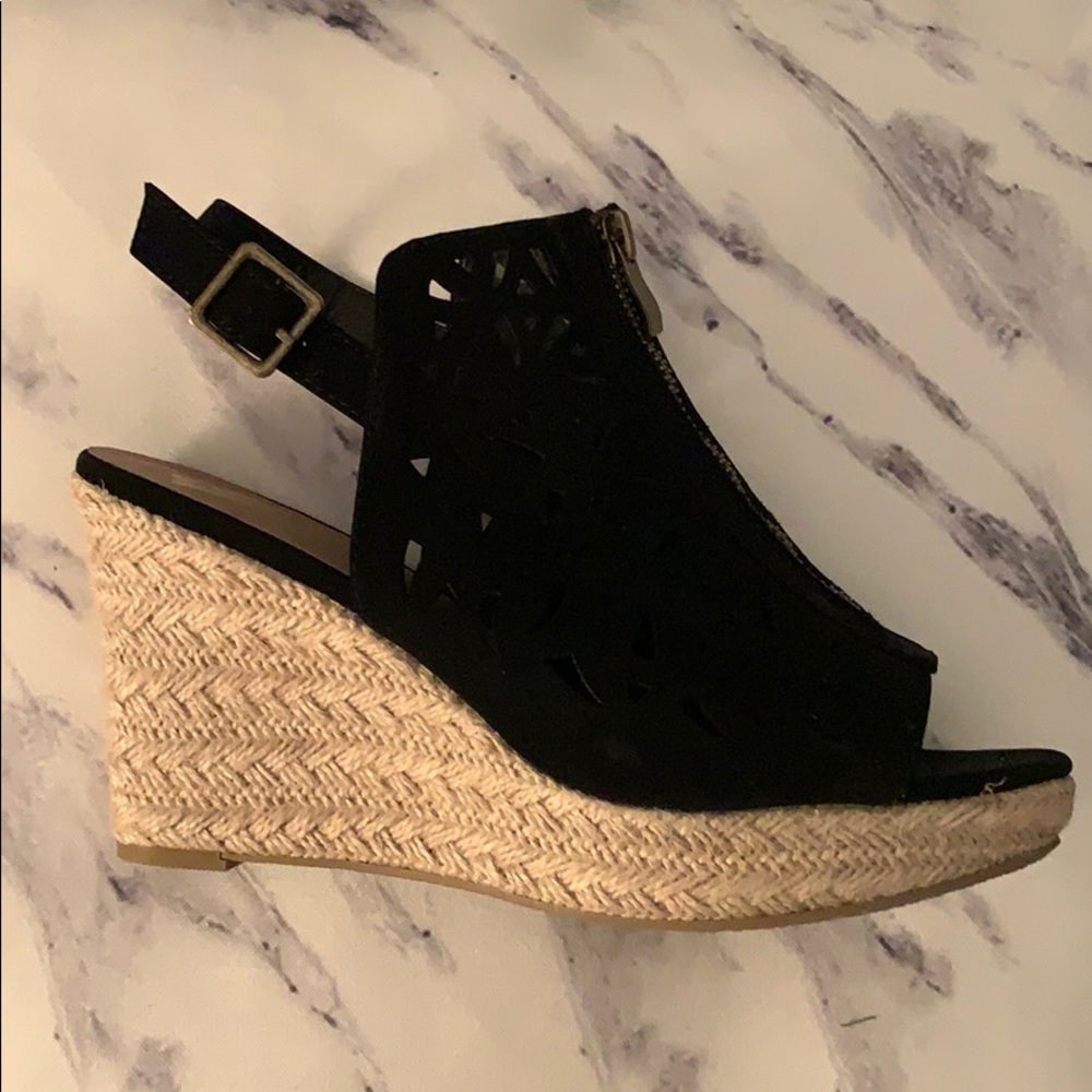 NEW Black Suede Wedges